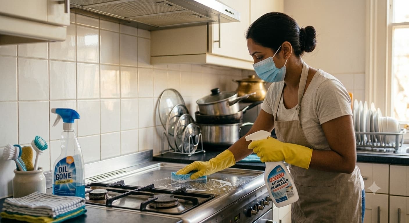 Professional cleaning kitchen stove